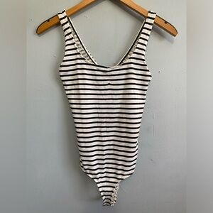 Bershka Striped Floral Sheer Bodysuit